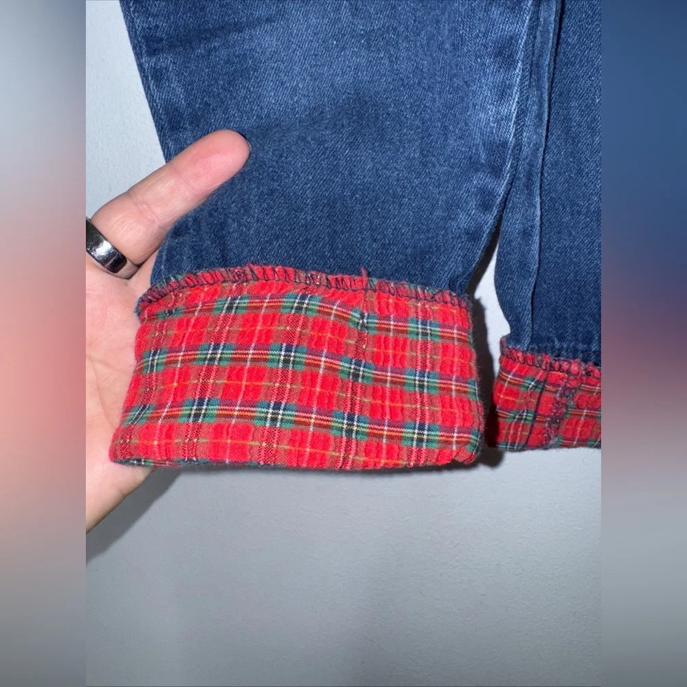 VINTAGE Child’s Kid’s OSHKOSH Denim Bib Overalls 2t Vestbak Red Plaid Cuff‎